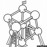 Atomium Coloring Pages Belgium Clipart Brussels Landmarks Famous Belgian Kleurplaten Places Brussel België Drawing Building Google Search Thecolor Colouring Clipground sketch template