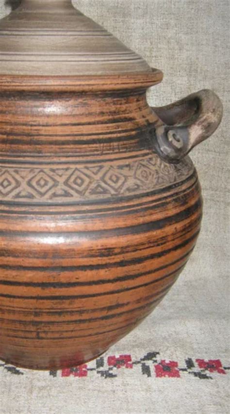 rustic pottery pots  lid   floz jar pottery etsy uk