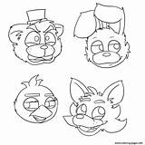 Foxy Nights Five Freddys Coloring Pages Fnaf Bonnie Mangle Template sketch template