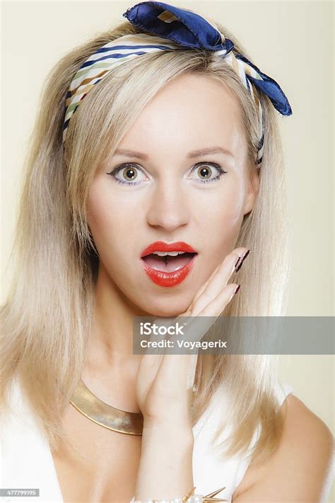 Surprised Woman Face Girl Retro Style Open Mouth Facial Expression