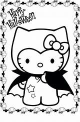 Halloween Coloring Kitty Hello Pages Printable Costume Print Vampire Color Sheets Kids Cute Toddlers Beach Colouring Cartoon Fun Drawing Cat sketch template