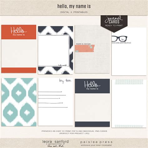 The Lilypad Journal Cards Hello My Name Is