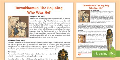 ancient egyptians tutankhamun ks facts sheet