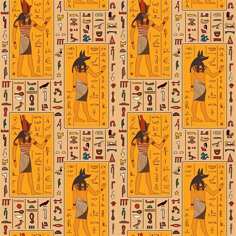 Seamless Pattern With Egyptian Gods And Ancient Egyptian