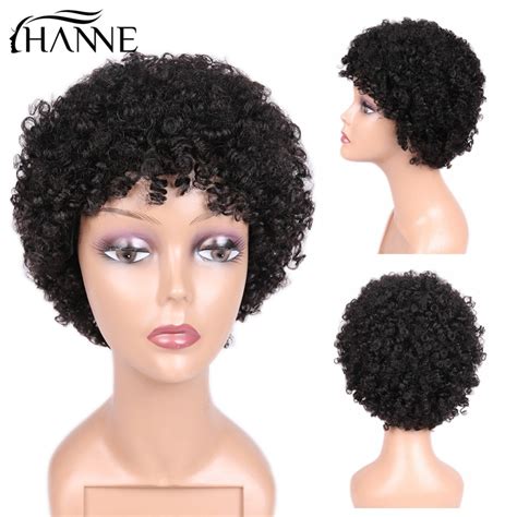 hanne hair afro kinky curly wig short afro wigs malaysian human hair