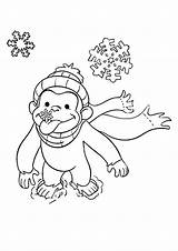 Coloring Curious George Pages Winter Christmas Color Snow Printable Kids Pbs Da Colorare Curioso Colouring Disegni Print Face Scene Monkey sketch template