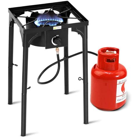 portable propane  btu high pressure single burner camp stove steel braided regulator