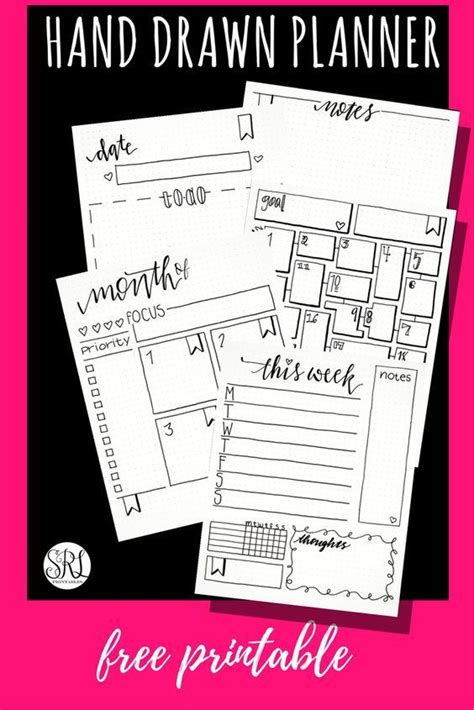 printable bullet journal  hand drawn inserts