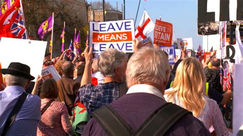 brexit supporters march  london  parliament cnn video
