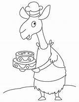 Llama Coloring Cake Pages sketch template