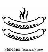 Sausages Outline Grilled Fotosearch Fried Bitmap Raster Symbol sketch template