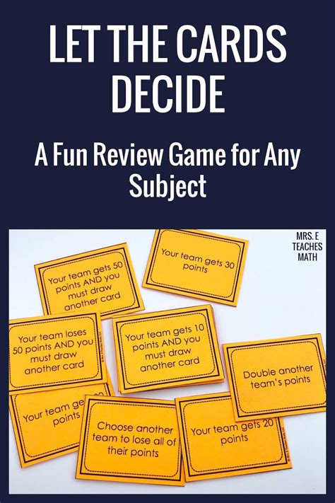 Review Game Let The Cards Decide Mrs E Teaches Math