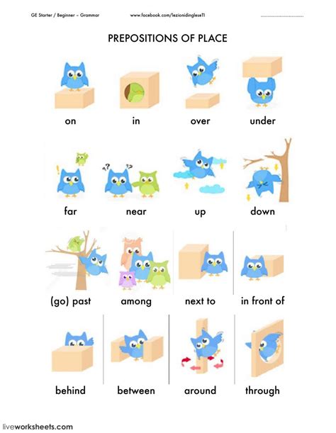 prepositions  place  worksheet     exercises