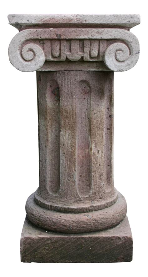carved pink cantera stone ionic column pedestal plant stand stone