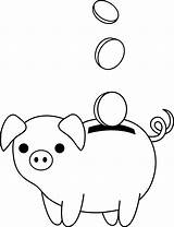 Piggy Bank Clipart Clip Drawing Line Money Banks Pig Saving Template Colorable Savings Coins Sweetclipart Coloring Drawings Bottle Lineart Simple sketch template