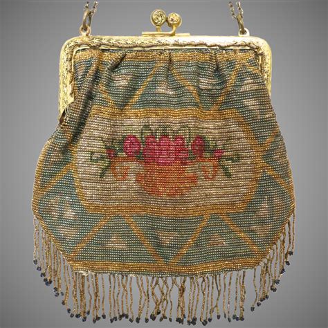 antique vintage micro metal beaded purse bag handbag beaded purses purses floral bags handbags