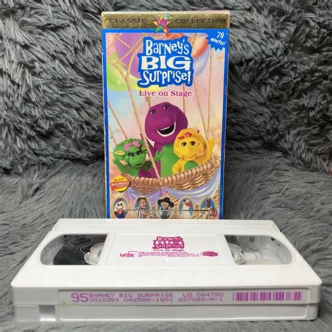 barneys big surprise   stage vhs  rare oop white tape barney