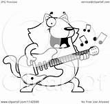 Chubby Cat Cartoon Coloring Guitarist Clipart Thoman Cory Outlined Vector Royalty sketch template