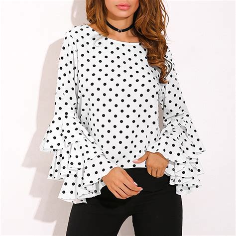 3xl 4xl 5xl plus size tunics women shirt polka dot ruffle blouses