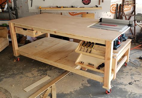 simple workbench  integrated table  rwoodworking