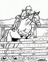 Horse Coloring Pages Rider Jumping Visit Color Horses Au sketch template
