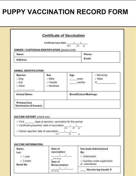 pet vaccination record template puppy vaccination record etsy denmark