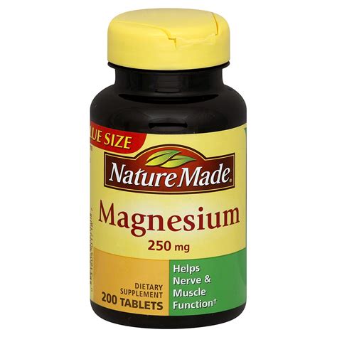 Nature Made Magnesium 250 Mg Value Size 200 Tablets