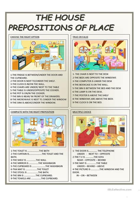 house prepositions  place english esl worksheets  distance