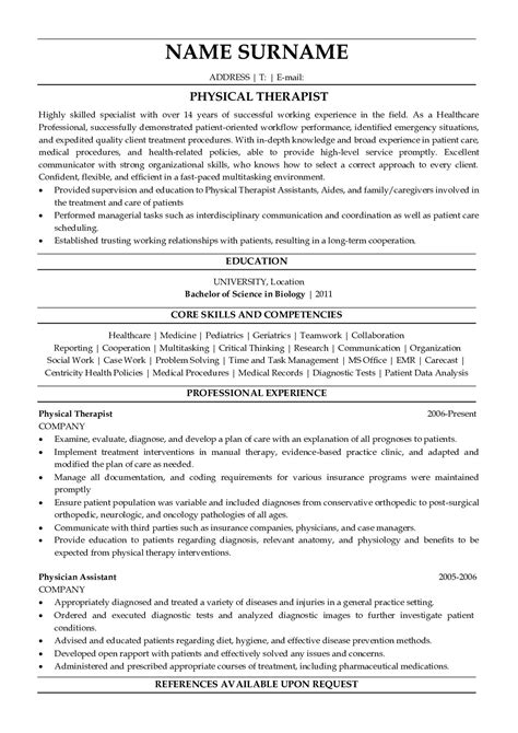 professional physical therapist resume    resumegets