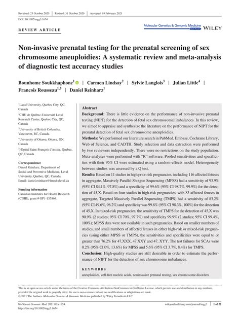 Pdf Non‐invasive Prenatal Testing For The Prenatal Screening Of Sex