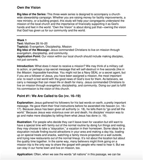 sample sermon outline template