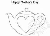 Teapot Happy Mothers Mother Coloring sketch template