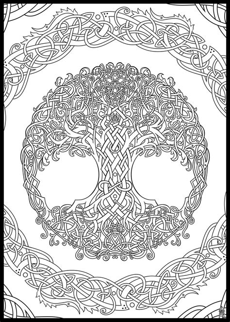 tree  life printable adult coloring page pentacle celtic etsy