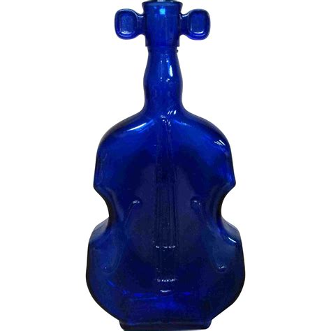 8 1940s Vintage Cobalt Blue Glass Violin Bud Vase From