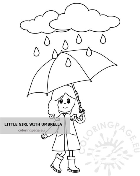 cute girl holding umbrella coloring page