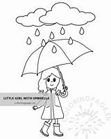 Girl Umbrella Holding Cute Coloring sketch template