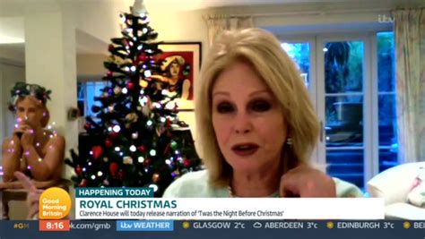 gmb viewers baffled by joanna lumley s naked man covered in christmas