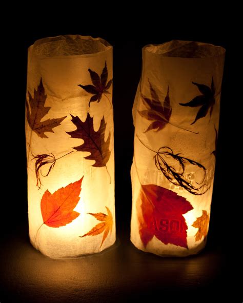 making autumn leaf lanterns thriftyfun