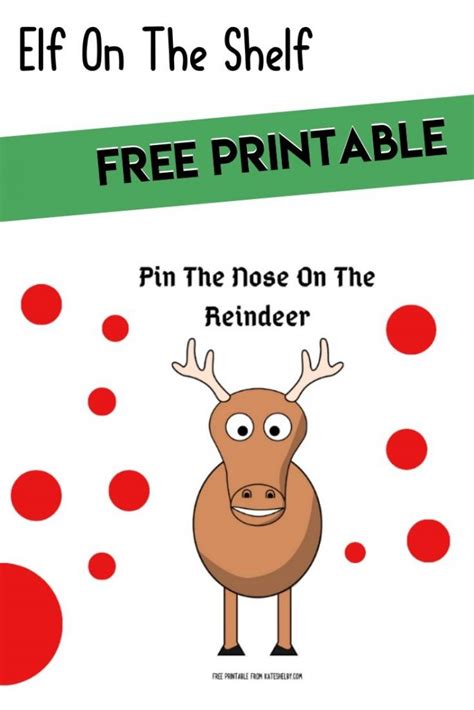 printable elf   shelf pin  nose   reindeer kate shelby