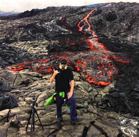 images capture moment gopro survives  submerged  lava media drum world