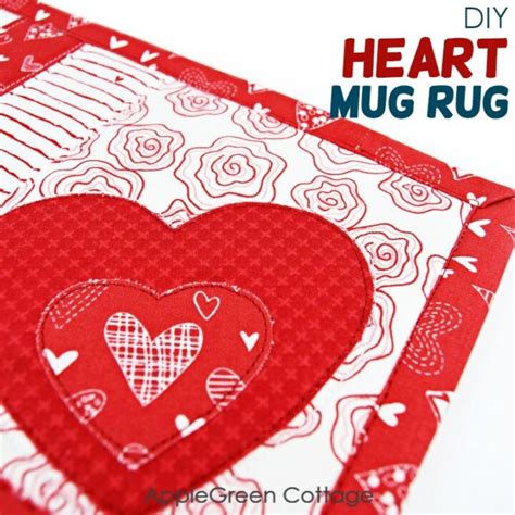 mug rug pattern  heart applique applegreen cottage