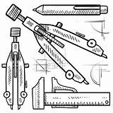 Tools Drafting Vector Doodle Sketch Drawing Mechanical Engineering Compass Architect Ruler Set Style Pdf Pencil Format Stock Symbols Dividers Includes sketch template