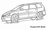 Peugeot Coloring Cars Break Transport Pages Honda sketch template
