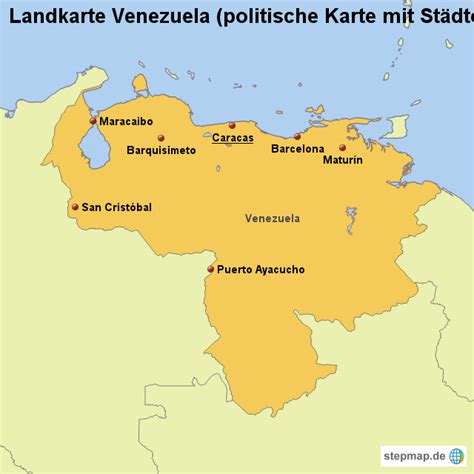 landkarte venezuela politische karte mit staedten von laenderkarte