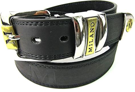 mens black leather belt designed  milano amazoncouk clothing
