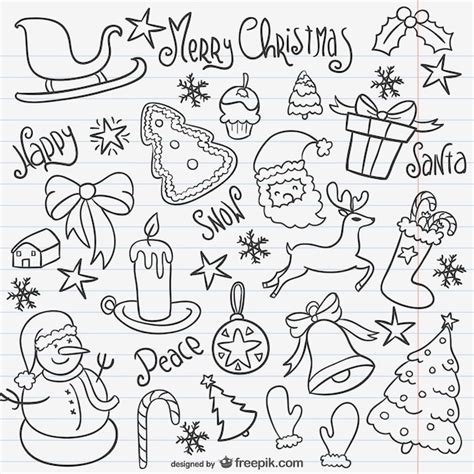 christmas doodles pack  vector