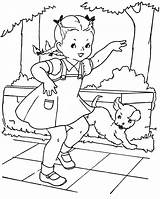Coloring Pages Little Girls Vintage Book Qisforquilter Hopscotch Paint Embroidery Kids Favorite Books Playing Quilter Life Choose Board sketch template