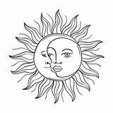 Moon Sun Drawing Stars Printable Tumblr Designs Coloring Pages Mandala Pattern Printablee Via sketch template