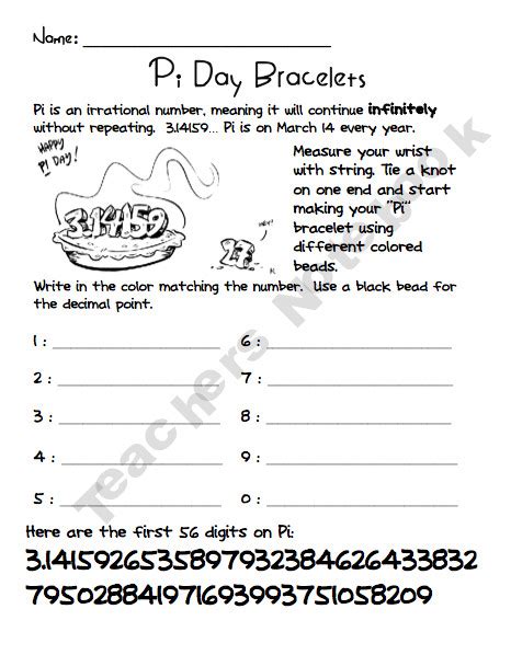 ideas  pi day activities  middle school worksheets