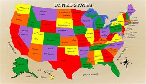 united states map  capitals  state names clipart